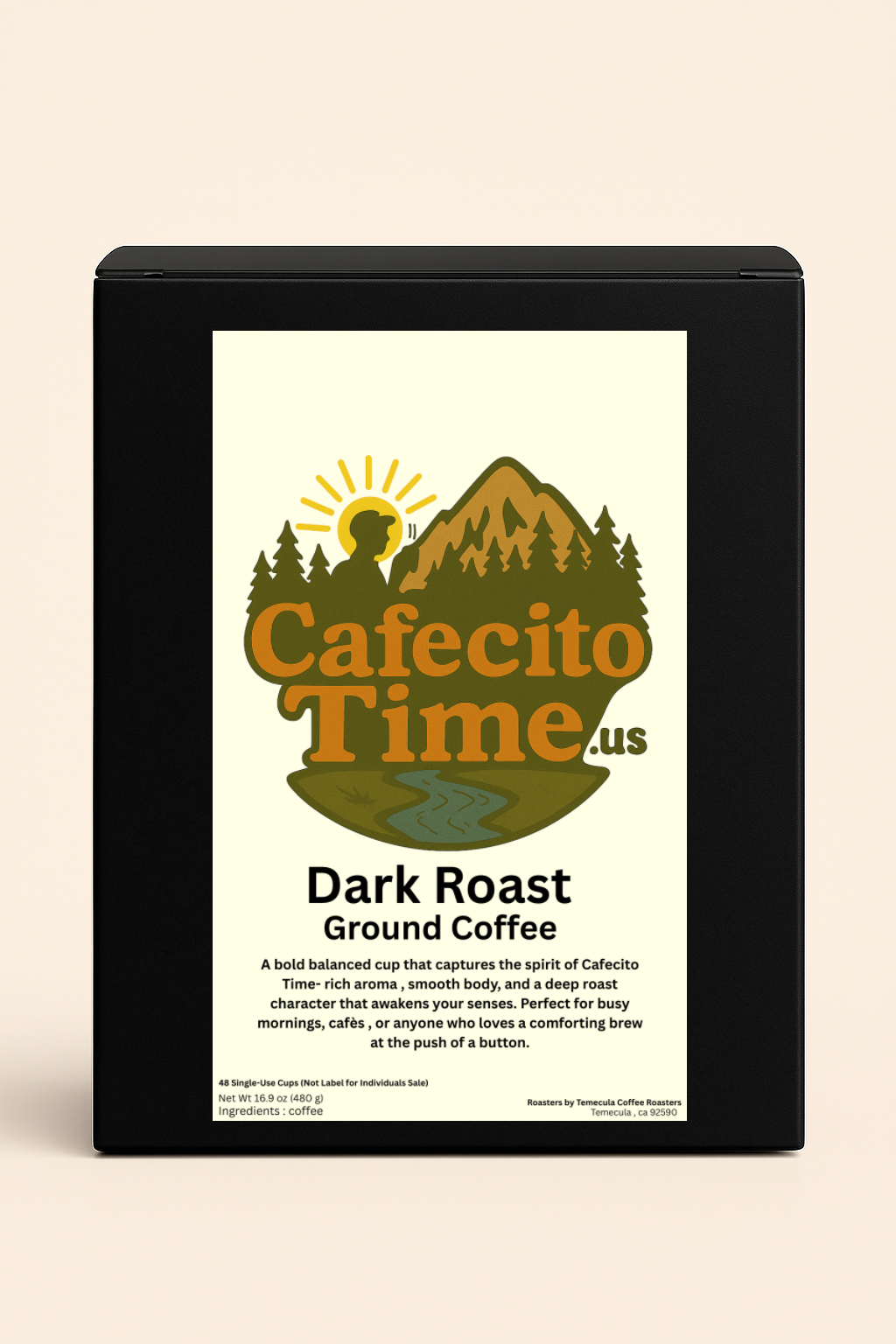 Cafecito Time dark roast coffee pods 48 count K-cup compatible